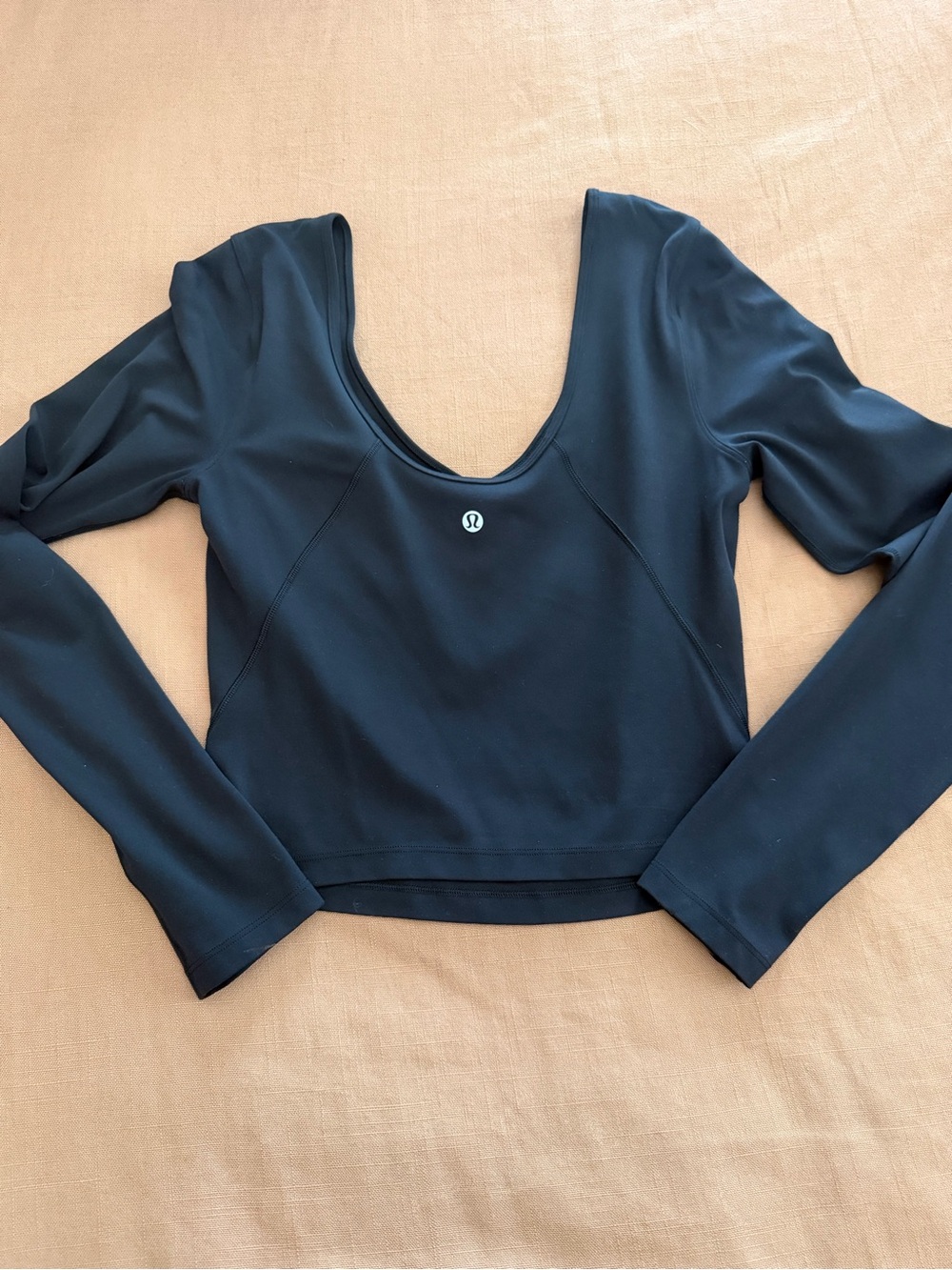 lululemon athletica Black Scoop-Neck Long Sleeve Crop Top